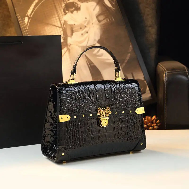 Alligator-Texture Crossbody Bag with Rivet Trim - product photo 2