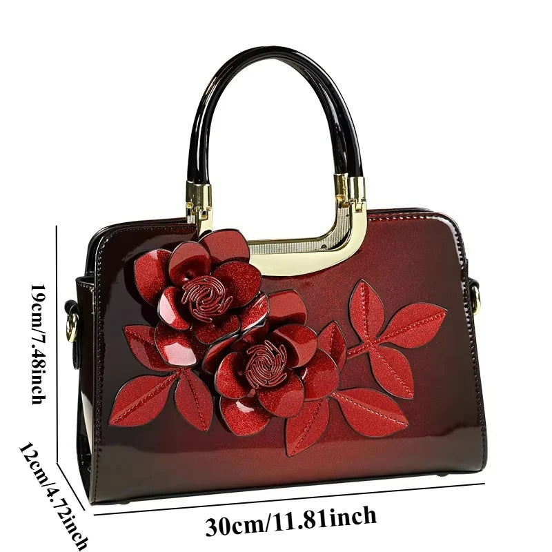 Flower Applique Tote Bag, Elegant PU Shoulder Bag - product photo 4