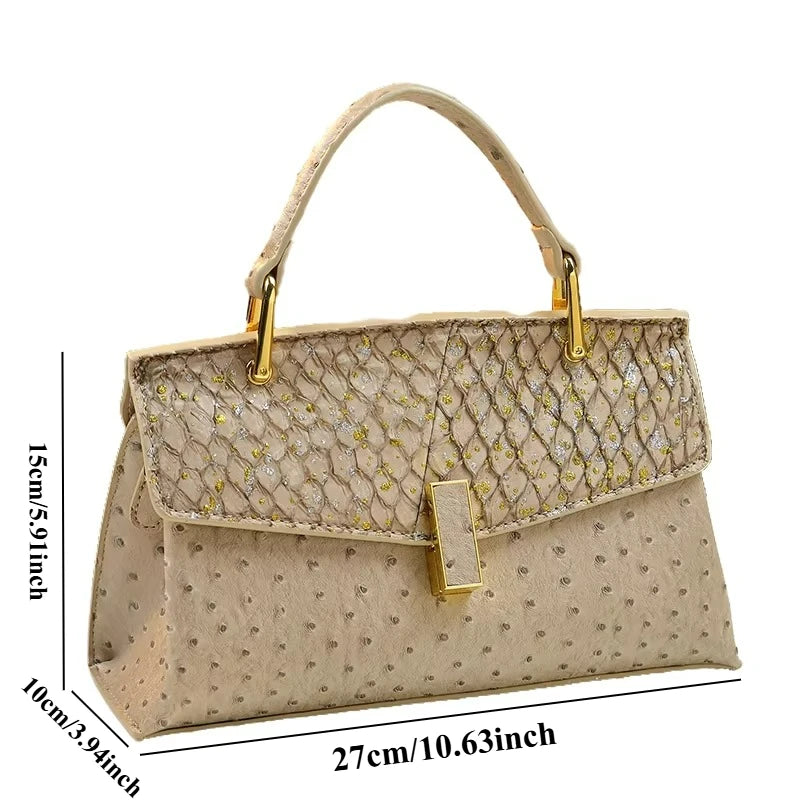 Bird-Pattern Handbag, Retro Rotary Buckle PU Bag - product photo 4