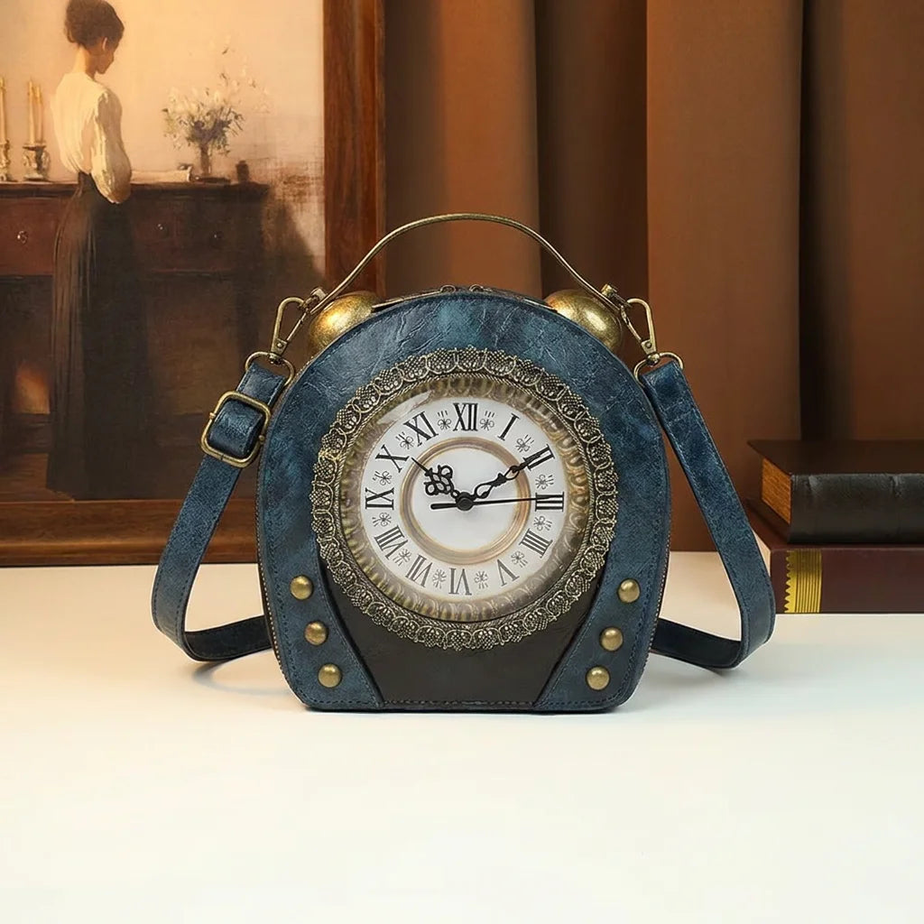 Steampunk Clock Bag, Round Vintage Crossbody Purse - product photo 1