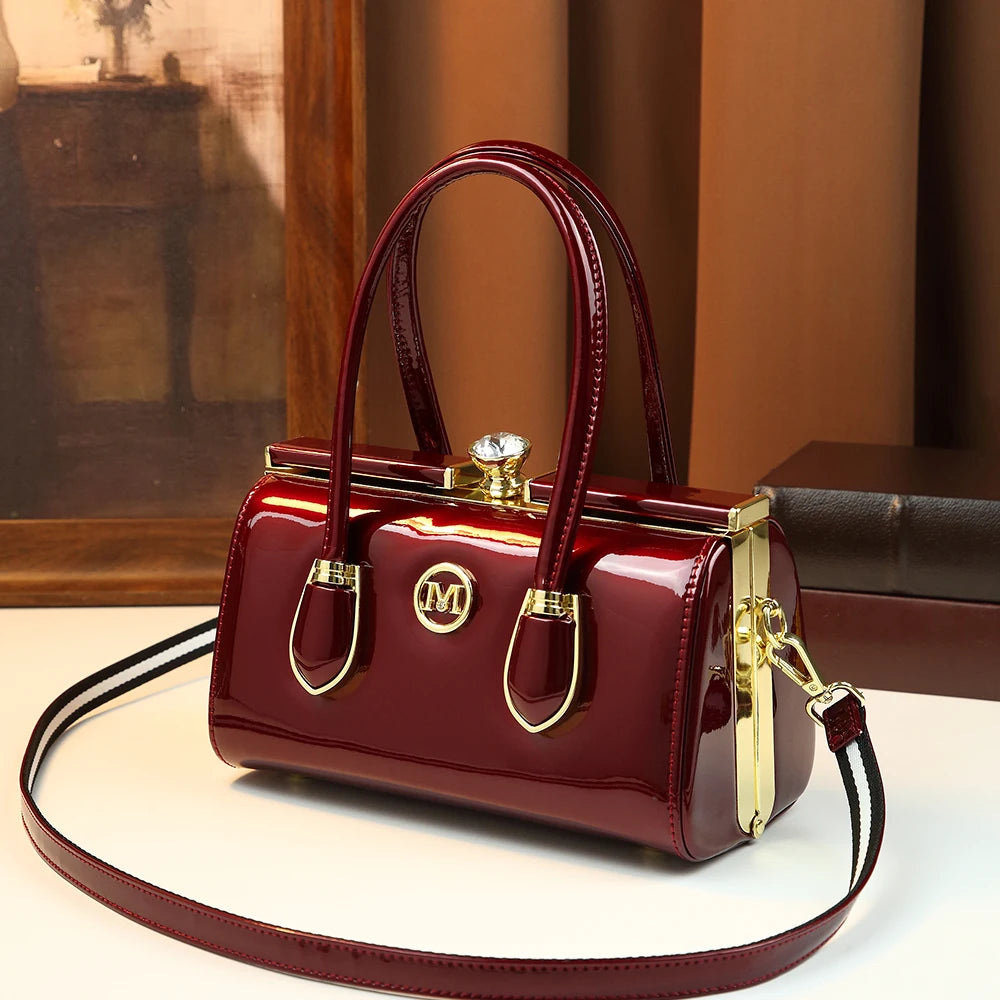 Diamond-Studded Shoulder Bag, Retro PU Crossbody - product photo 1