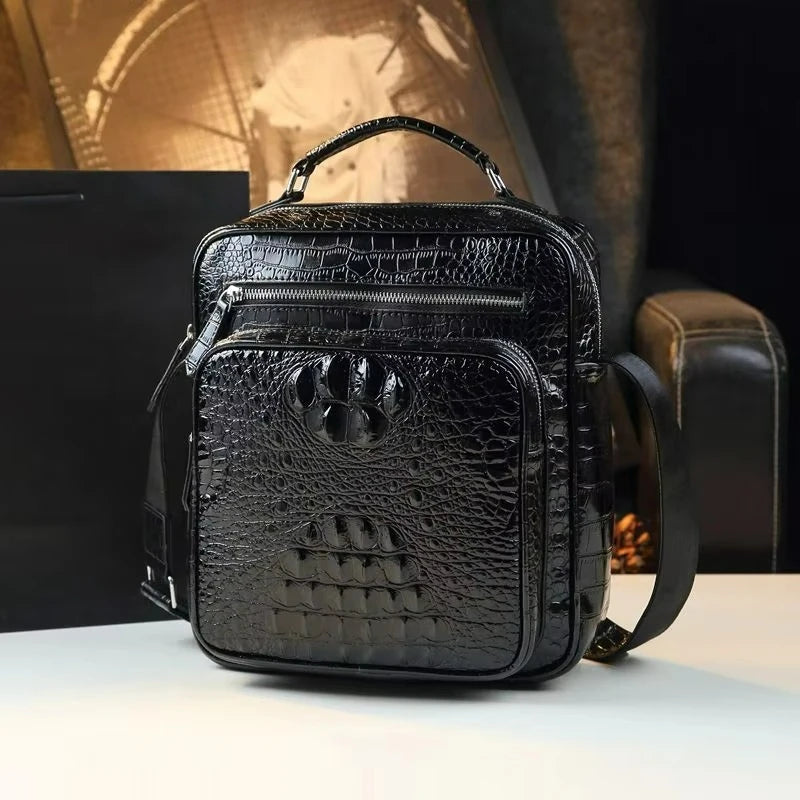 Croc-Design Business Crossbody Bag, PU Messenger Bag - product photo 3