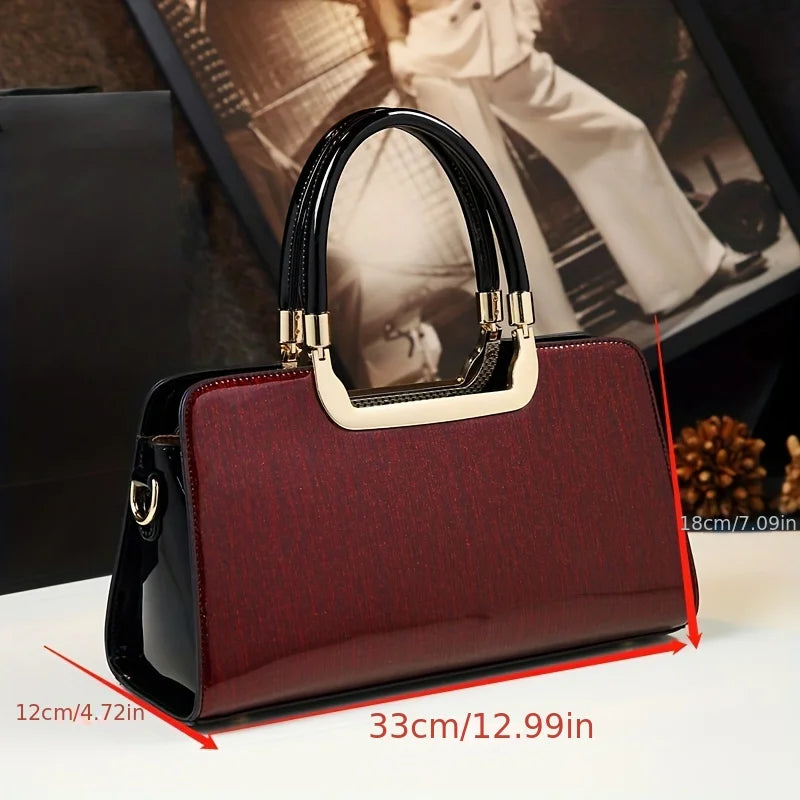 Solid-Colour PU Shoulder Tote, Everyday Handbag - product photo 3