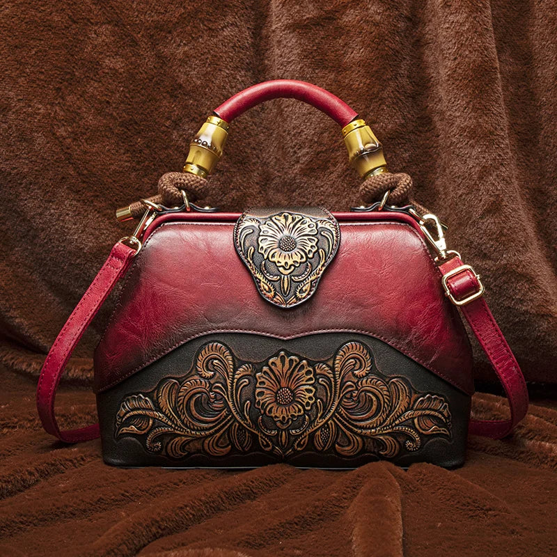 Floral Embroidered Shoulder Bag, Vintage PU Handbag - product photo 1