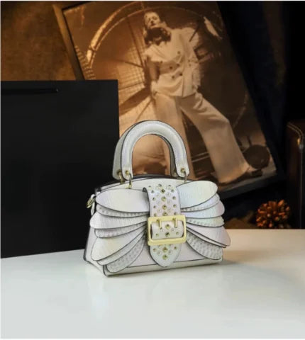 Glossy Alligator-Print Satchel, Shiny PU Shoulder Bag - product photo 6