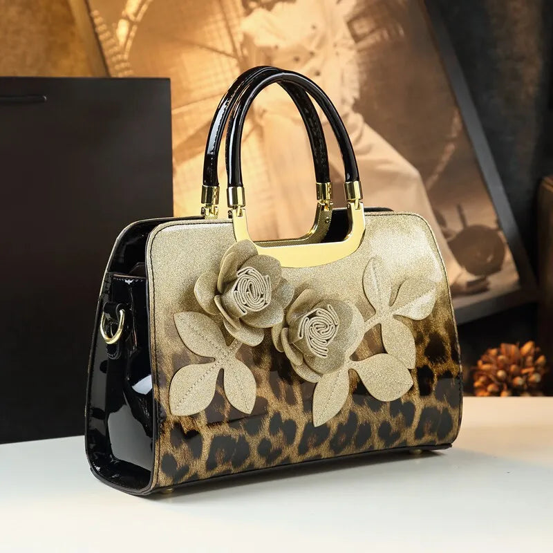 Flower Applique Tote Bag, Elegant PU Shoulder Bag - product photo 1