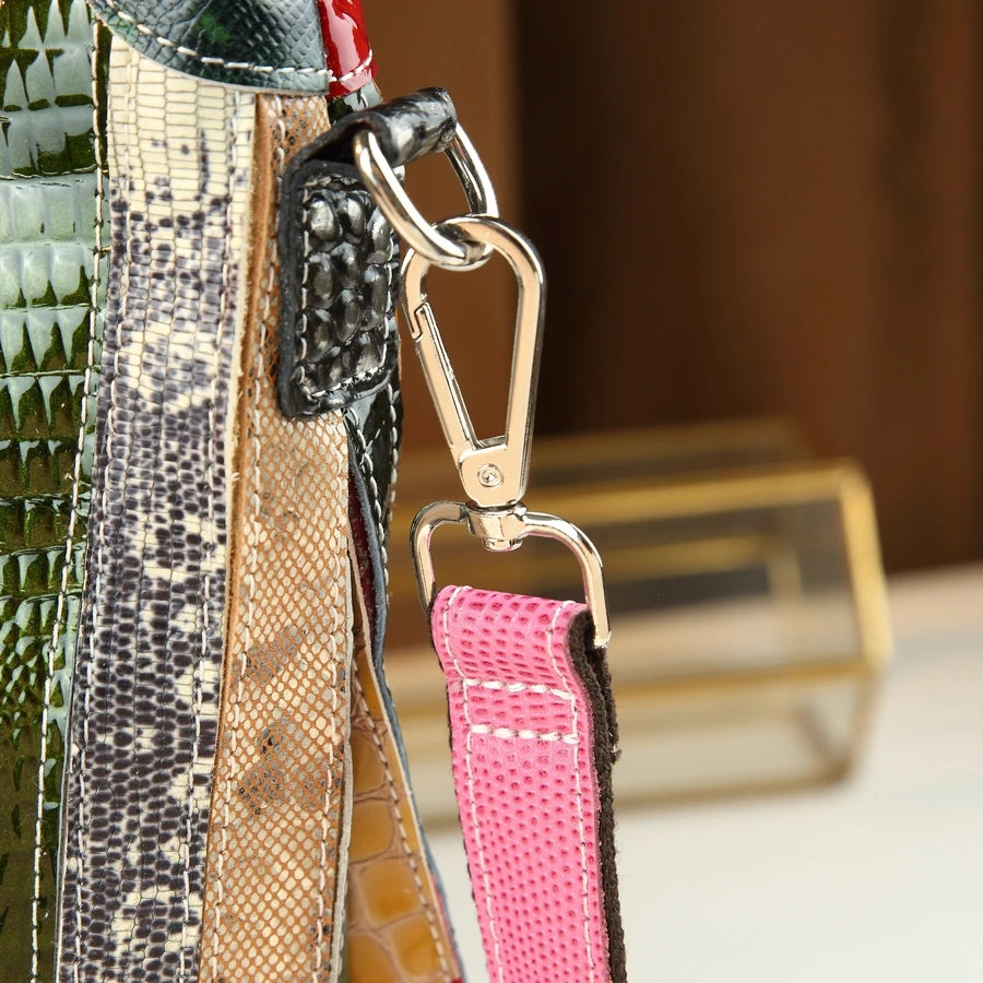 Oversized Patchwork Genuine Leather Tote, Retro Shoulder Bag - product photo 6