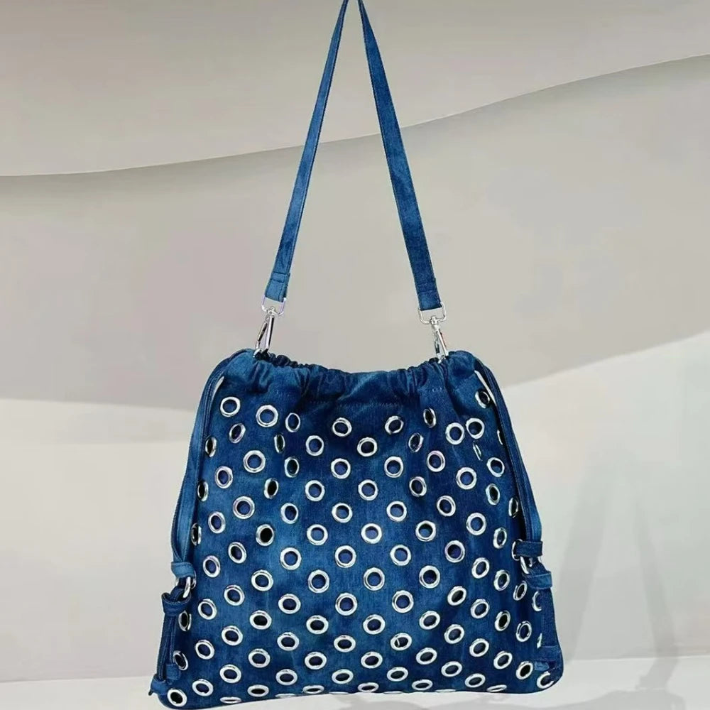 Denim Crossbody Bag, Large-Capacity Shoulder Bag - product photo 3
