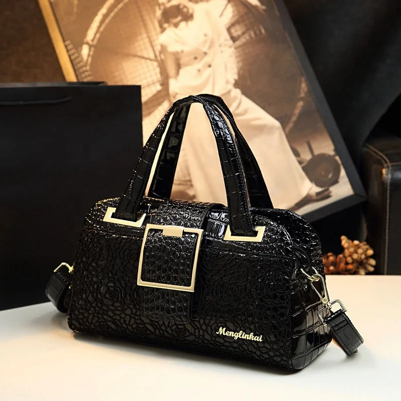 Floral Embroidered Shoulder Handbag, Zip PU Bag - product photo 5