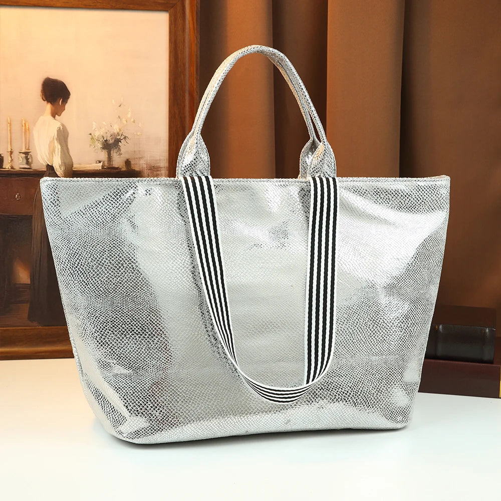 Snake-Print Tote Bag, Wear-Resistant PU Shoulder Bag - product photo 4