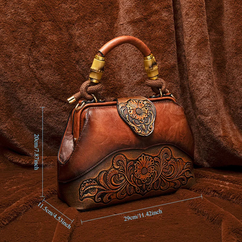 Floral Embroidered Shoulder Bag, Vintage PU Handbag - product photo 6