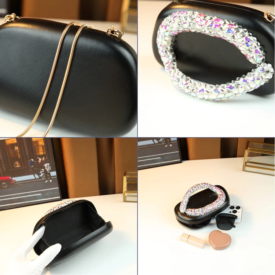3D Round Evening Bag with Rhinestone Detail - product photo 5