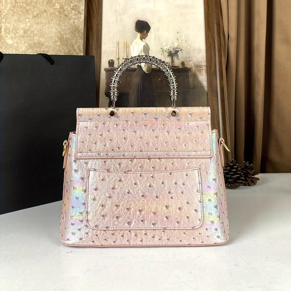 Laser-Light Crossbody Handbag, Ostrich-Pattern PU Bag - product photo 5