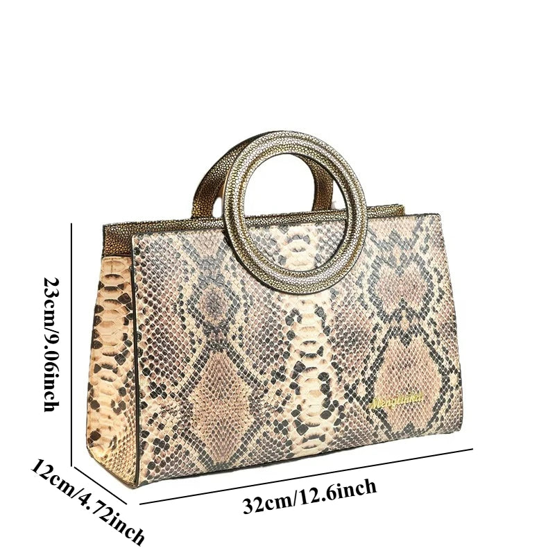 Serpentine-Print Tote, Retro Large-Capacity Shoulder Bag - product photo 5