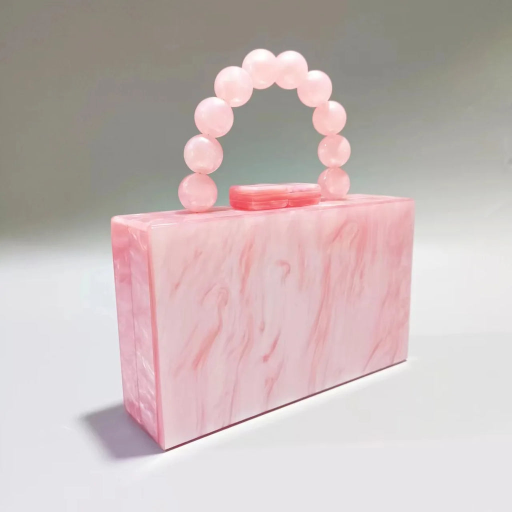 Pearlescent Beaded Dinner Bag, Acrylic Evening Purse - product photo 2