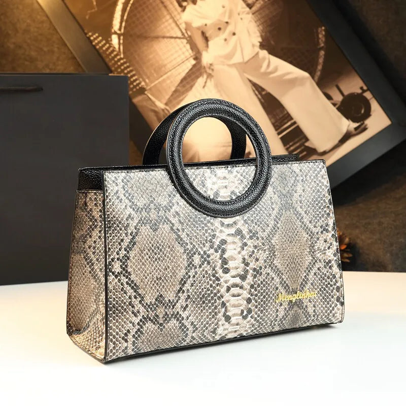 Serpentine-Print Tote, Retro Large-Capacity Shoulder Bag - product photo 2