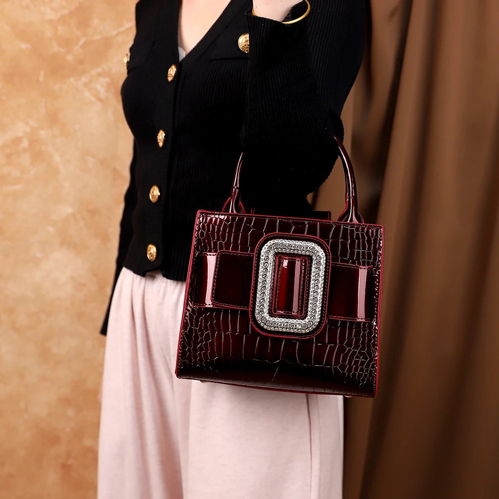 Diamond-Encrusted Croc Bag, Niche PU Shoulder Bag - product photo 6