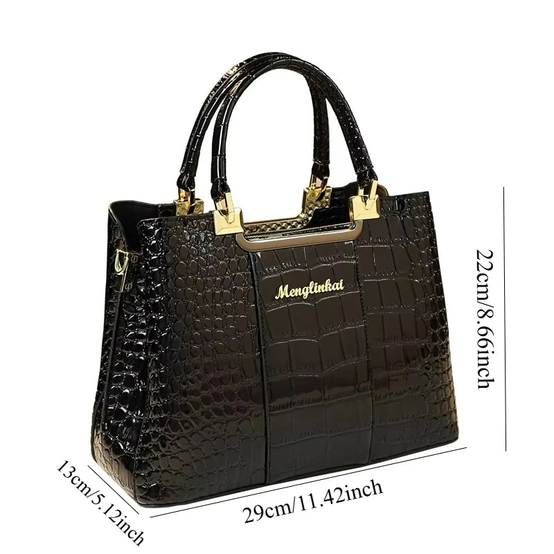 Alligator-Texture Tote, Large Travel Crossbody Bag - product photo 2