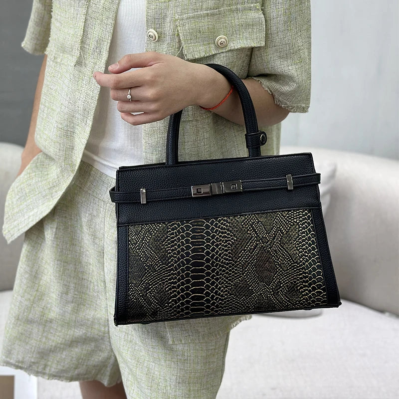 Structured Leopard Top-Handle Tote, PU Work Satchel - product photo 3