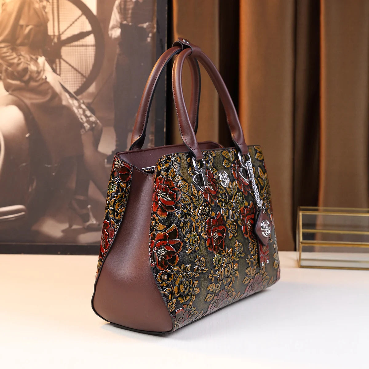 Vintage Top-Handle Satchel, Large Retro Crossbody - product photo 4