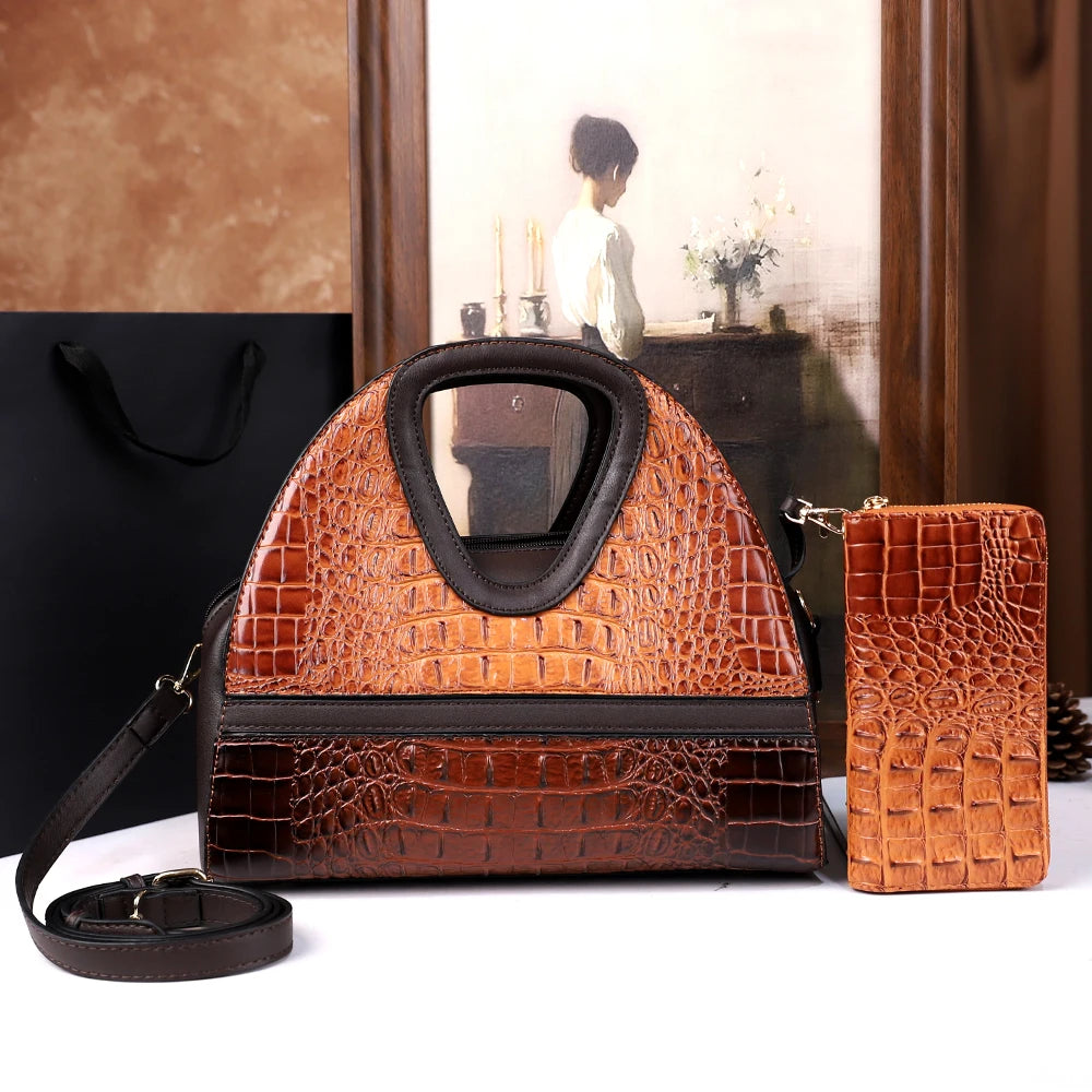 Croc-Pattern Crossbody Bag with Magnetic Closure - product photo 3