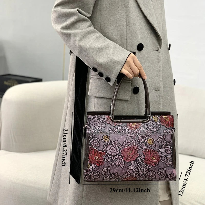 3D Floral Embossed Crossbody Bag, Vintage Shoulder Bag - product photo 6
