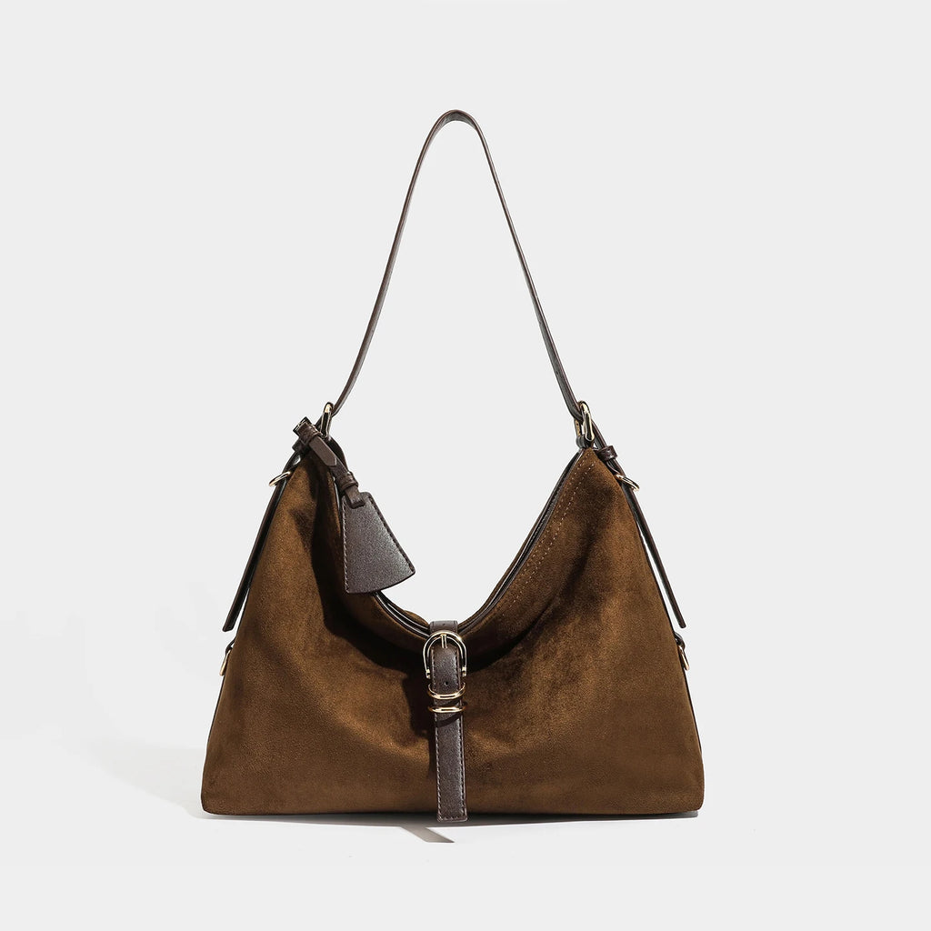 Faux-Suede Crescent Hobo Bag, Slouchy Shoulder Bag - product photo 1
