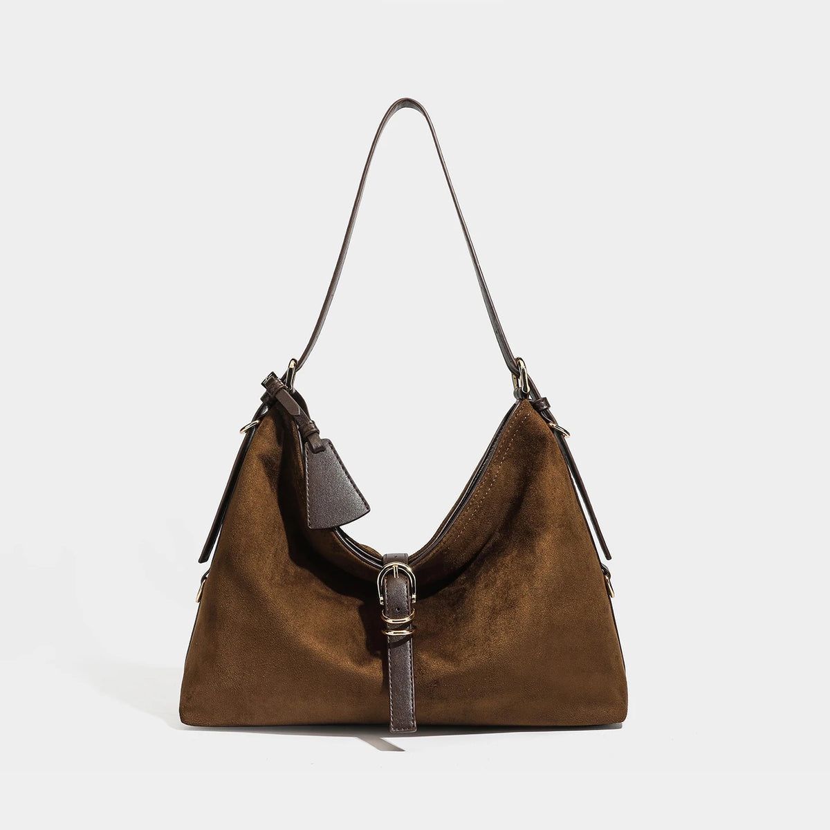 Faux-Suede Crescent Hobo Bag, Slouchy Shoulder Bag - product photo 1
