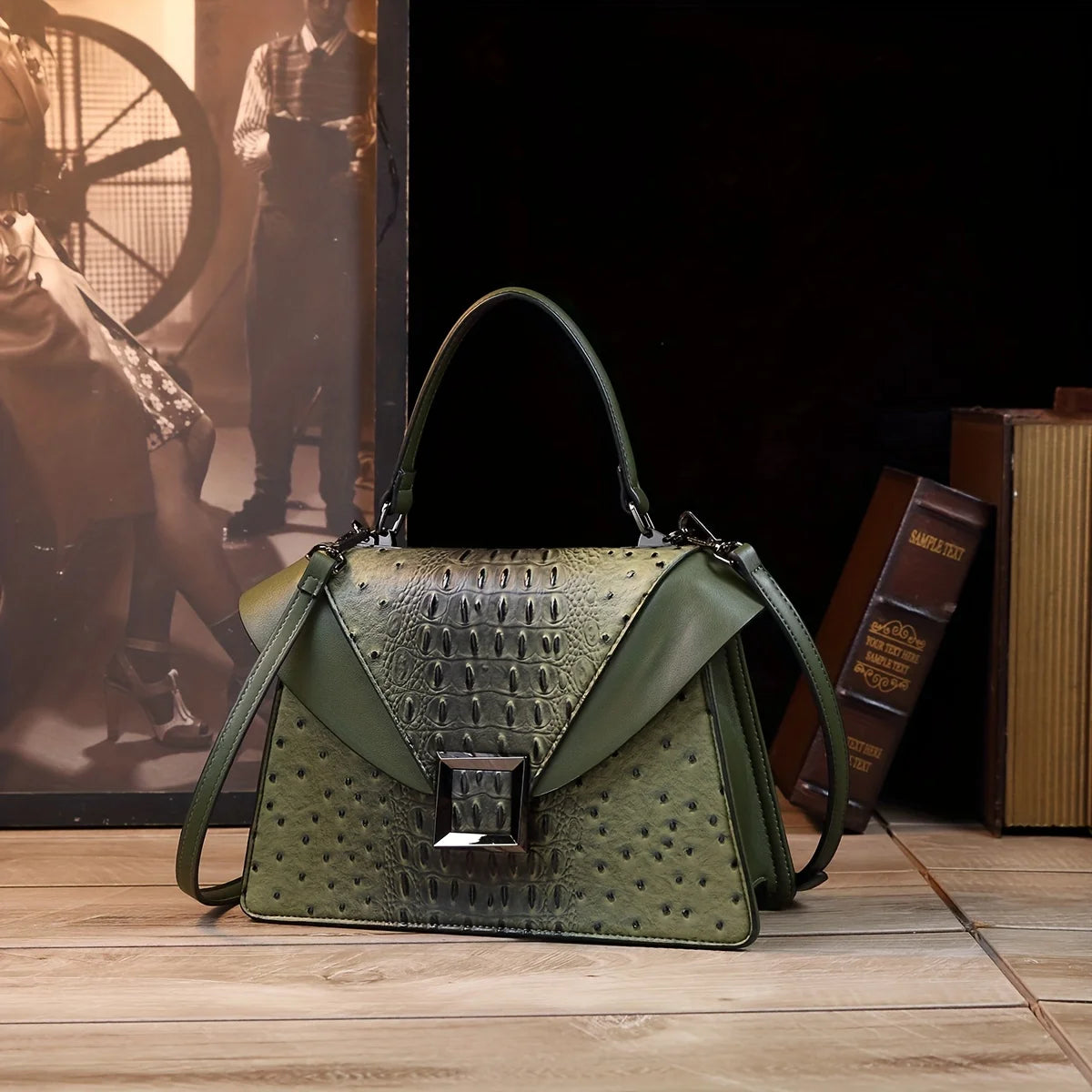 Alligator-Pattern Pillow Tote, Retro PU Shoulder Bag - product photo 1