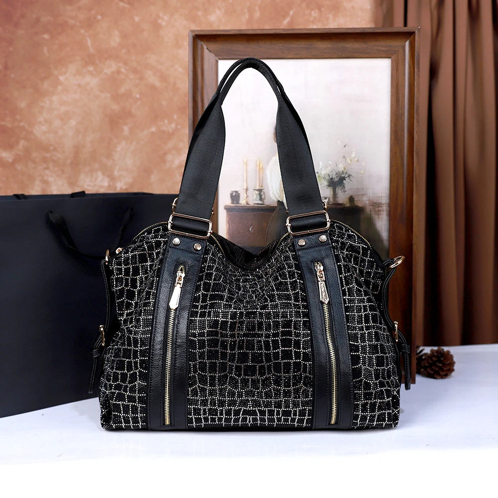 Sequin-Embellished PU Tote, Large-Capacity Shoulder Bag - product photo 3