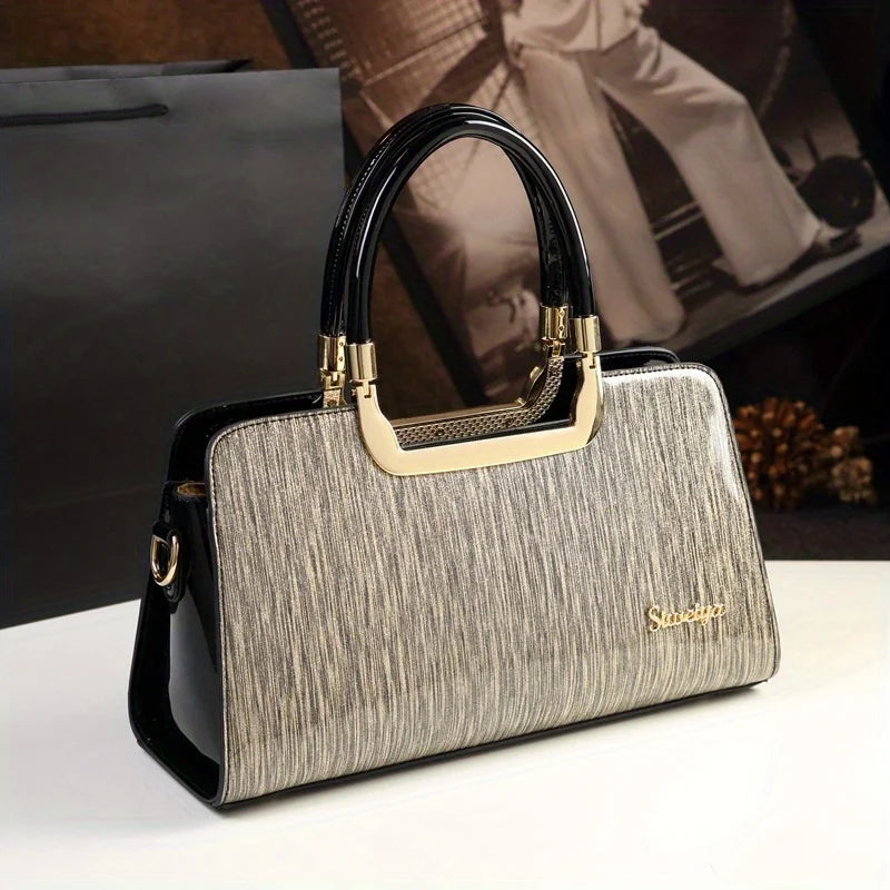 Solid-Colour PU Shoulder Tote, Everyday Handbag - product photo 5
