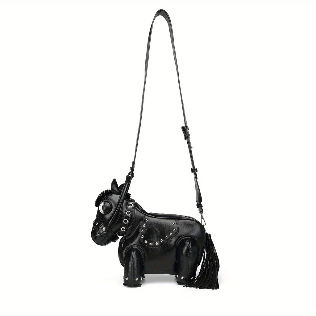 Horse-Shaped Crossbody Bag with Tassel Trim - product photo 4
