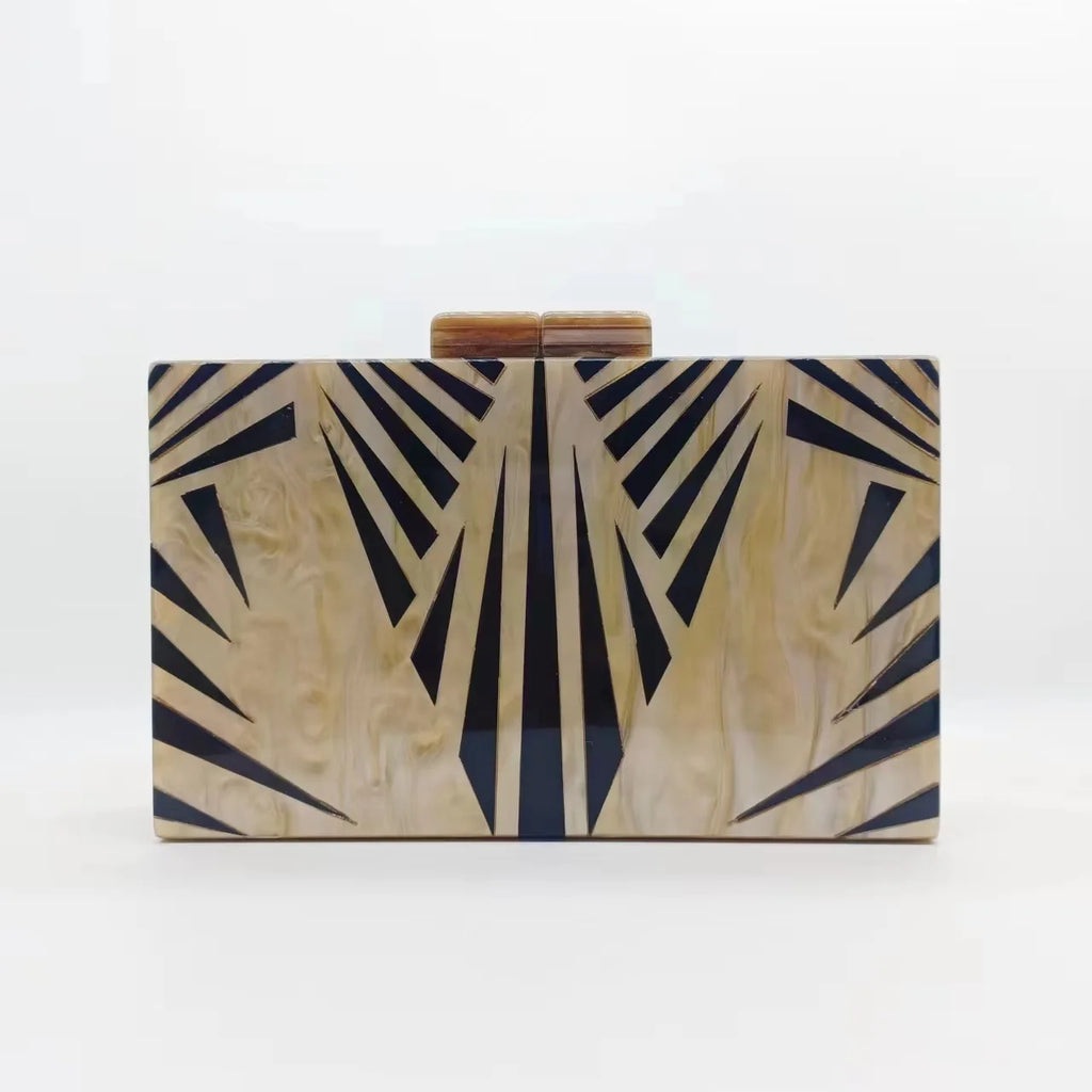 Zebra-Pattern Chain Bag, Acrylic Trapeze Purse - product photo 1