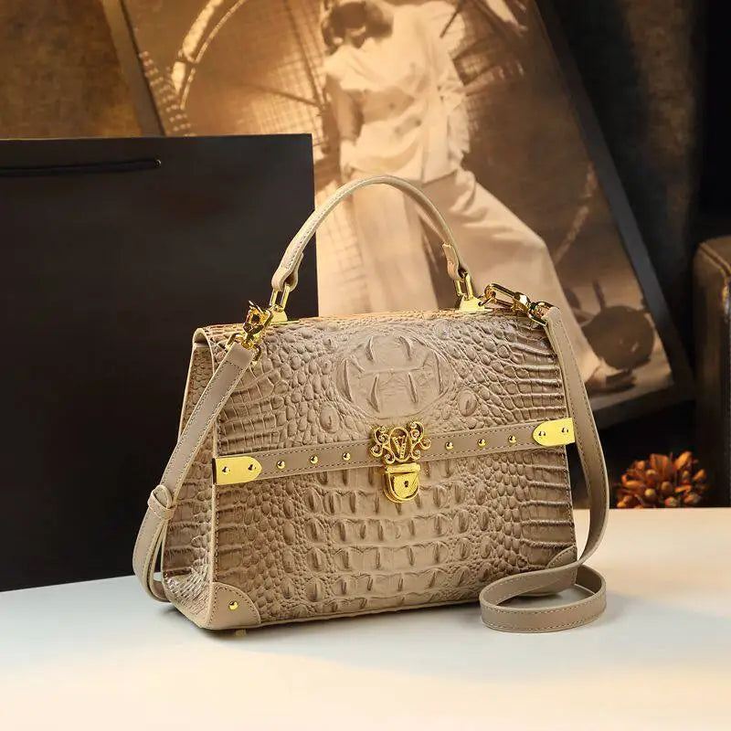 Alligator-Texture Crossbody Bag with Rivet Trim - product photo 6