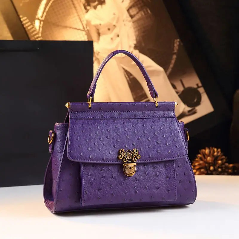 Ostrich-Pattern Shoulder Bag, Large PU Crossbody - product photo 1