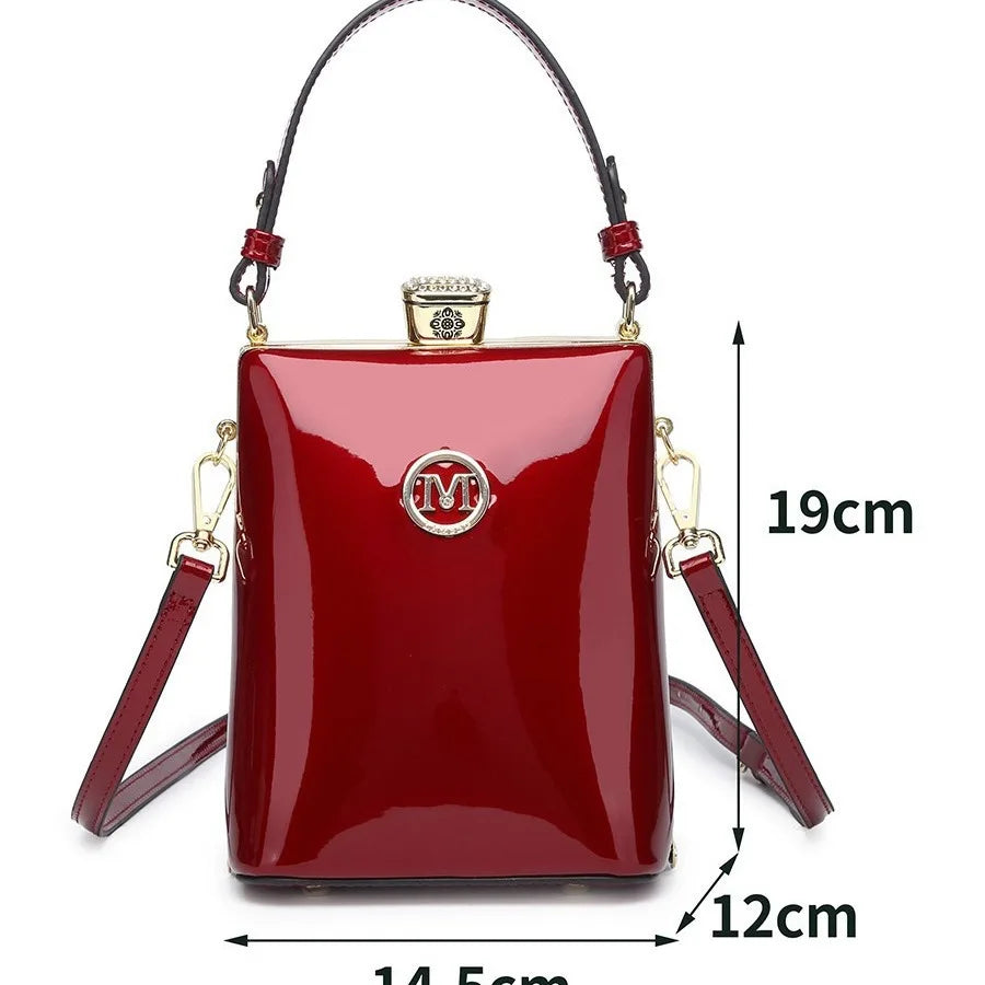 Glossy Leopard Mini Crossbody, Patent Diamante Bag - product photo 5