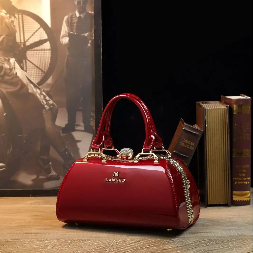 Solid-Colour Shoulder Bag with Stone Detail - product photo 1