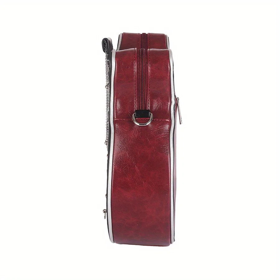 Bass Guitar-Shaped Crossbody Bag, Rivet-Studded Shoulder Bag - product photo 6