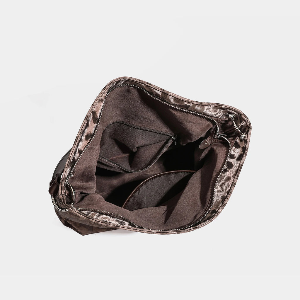 Leopard Velvet Hobo Bag, Animal Print Shoulder Tote - product photo 6