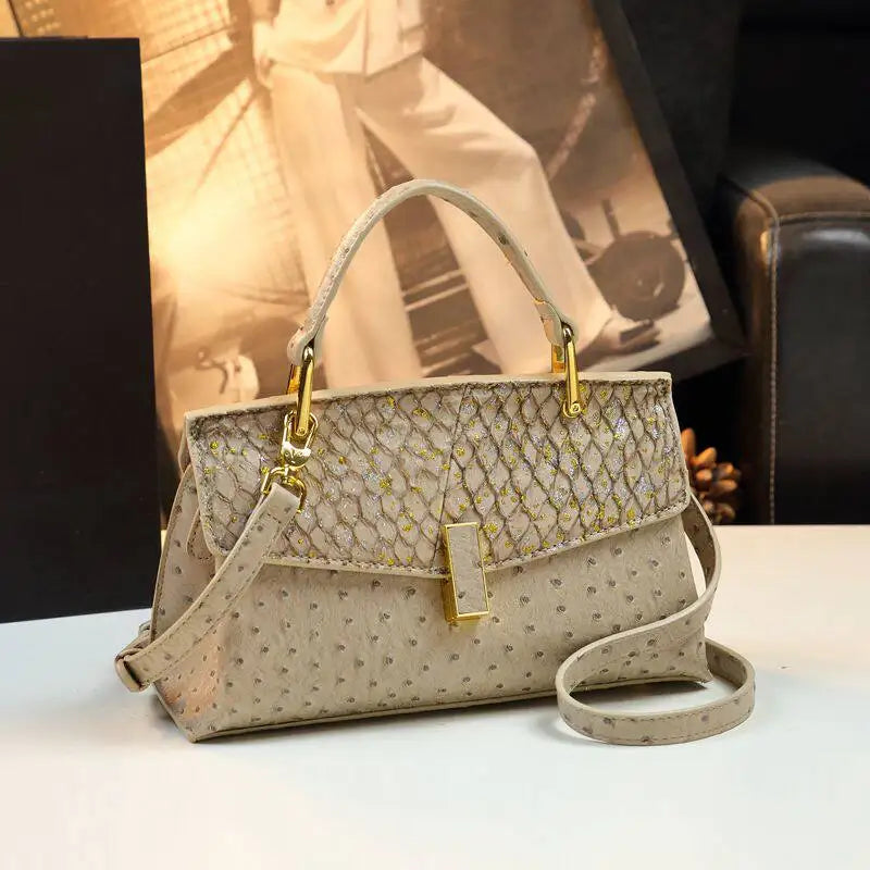 Bird-Pattern Handbag, Retro Rotary Buckle PU Bag - product photo 3