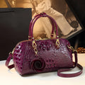 Croc-Print Top-Handle Satchel with Tassel - product photo 1