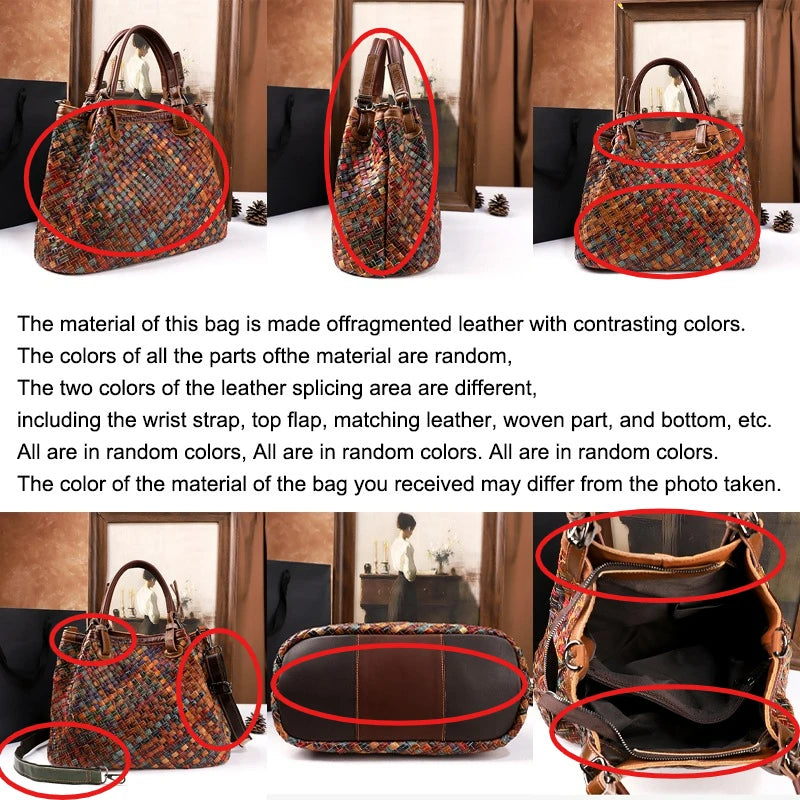 Woven Retro Tote Bag, Large PU Shoulder Bag - product photo 3