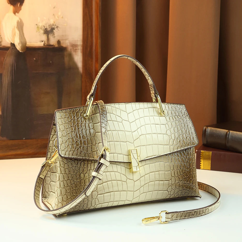 Croc Patent Satchel with Top Handle - product photo 5