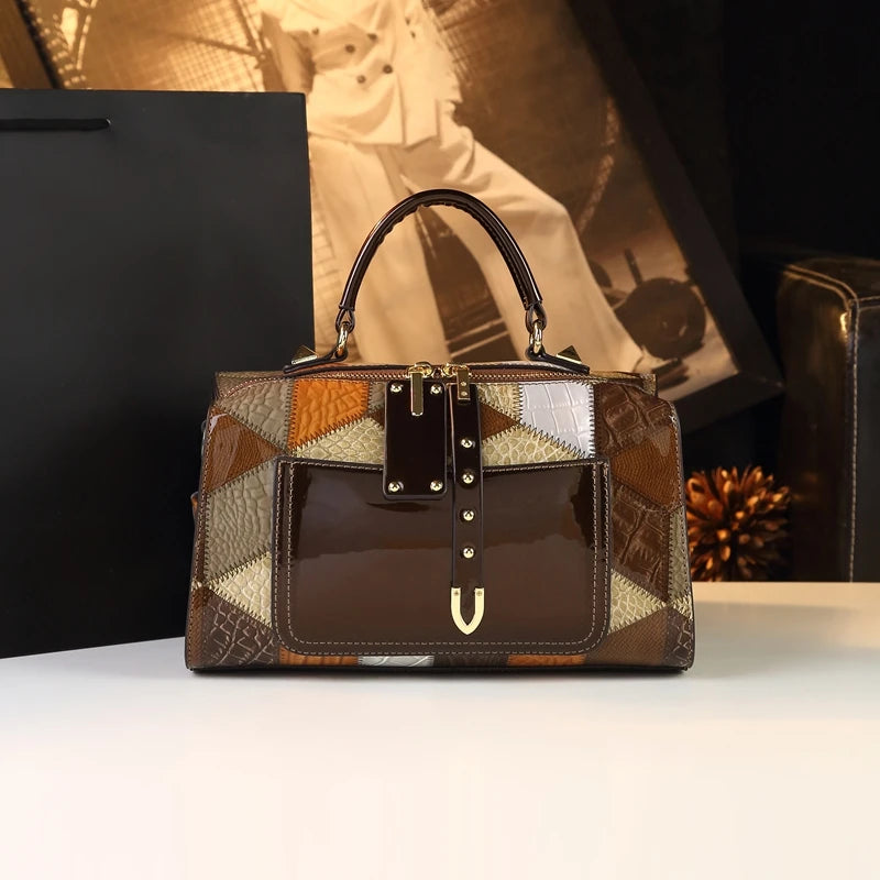 Geometric Print Pillow Bag with Tassel, Retro PU Handbag - product photo 2