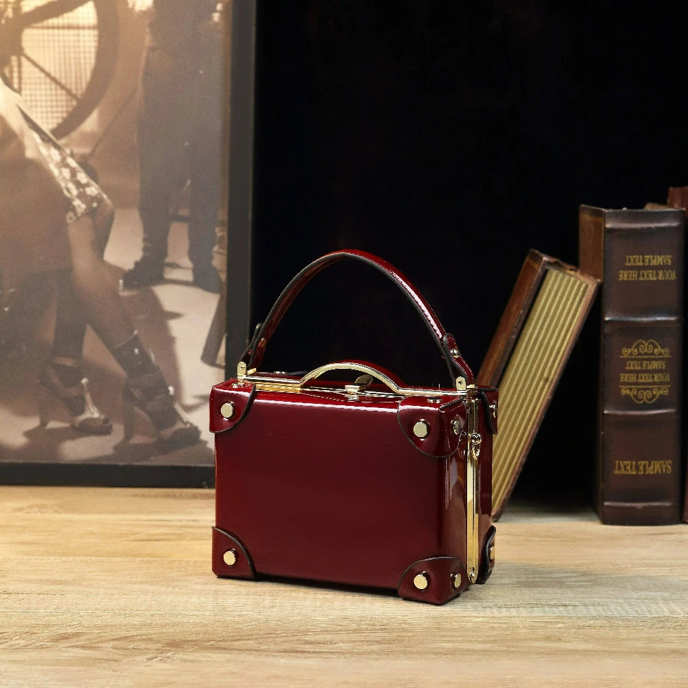 Square-Handle Satchel Bag, Retro Textured Handbag - product photo 2