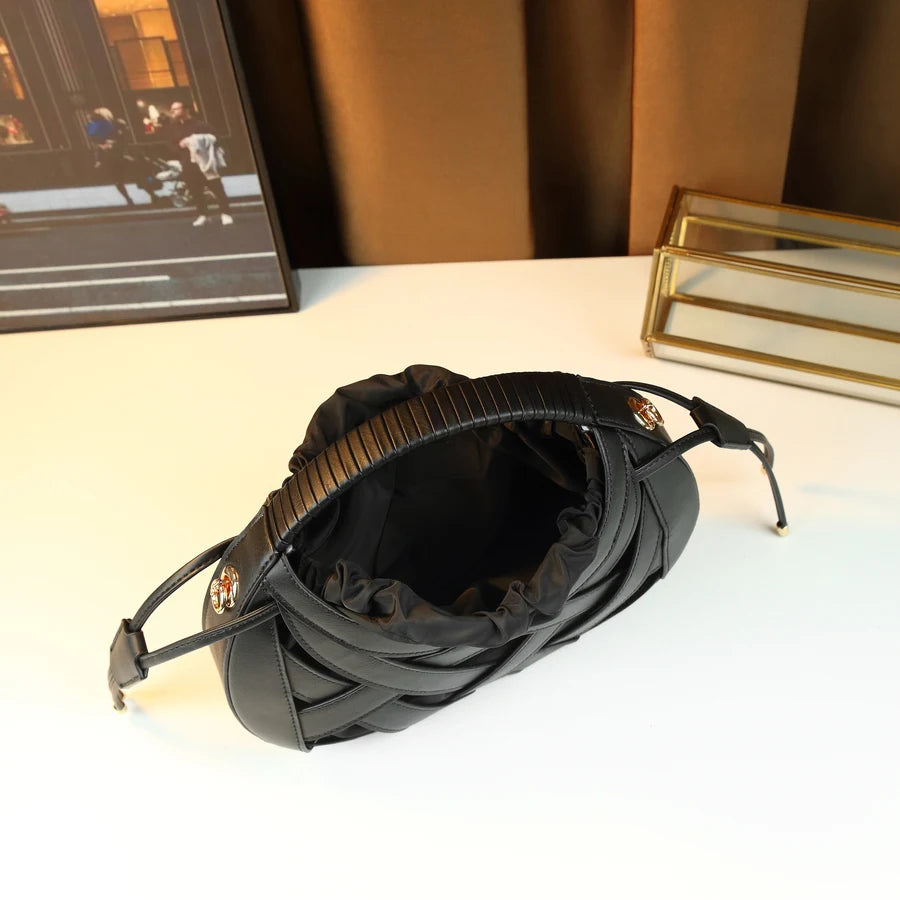 Woven Basket Bag, Open-Weave Barrel Handbag - product photo 4