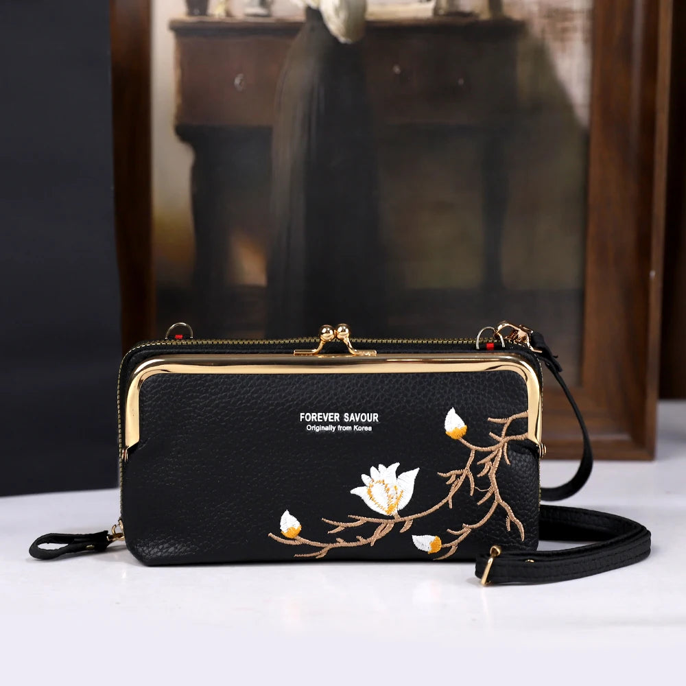 Embroidered Wallet Gift Set, Long Wallet & Card Holder - product photo 2