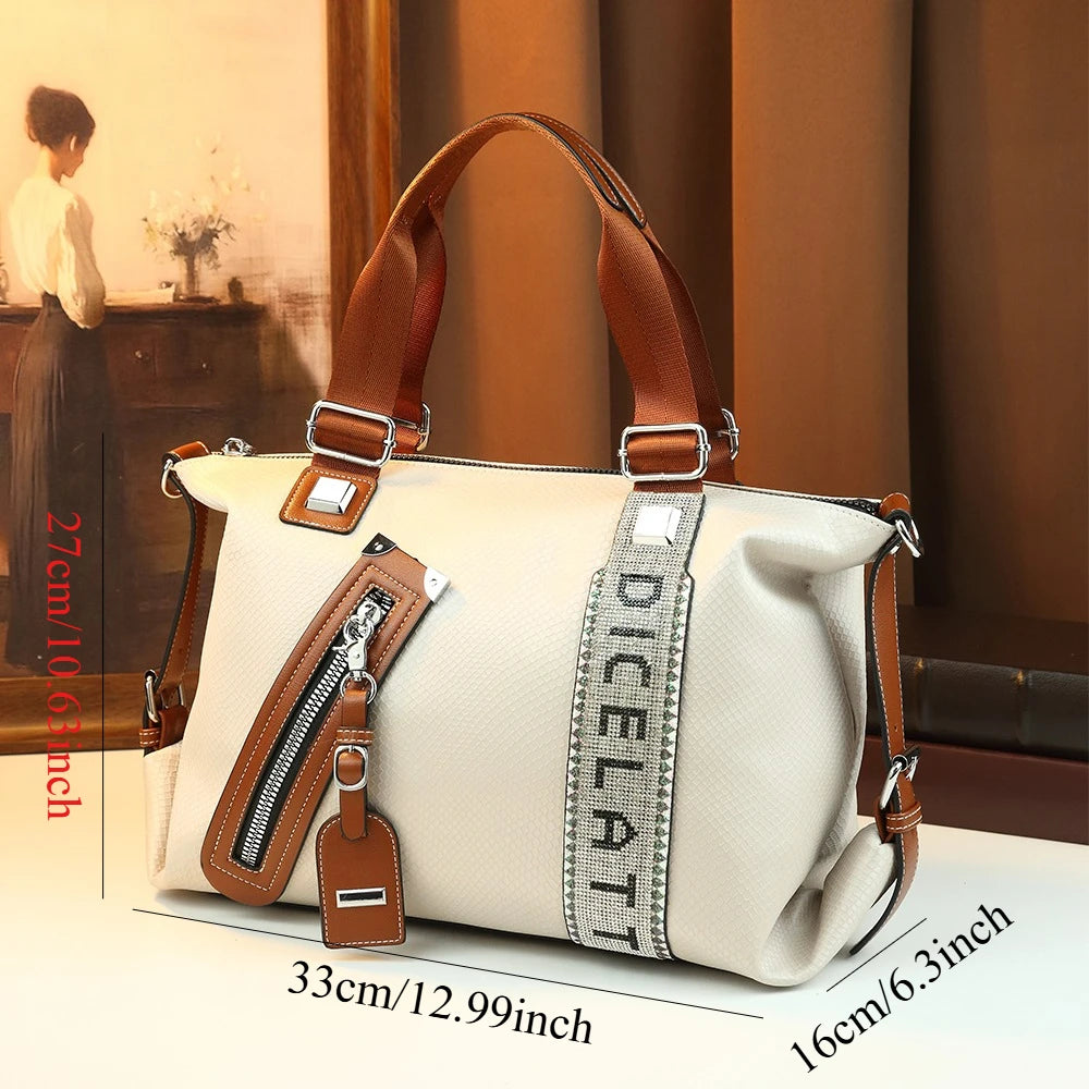Two-Tone Rhinestone Tote Bag, Large PU Crossbody - product photo 4