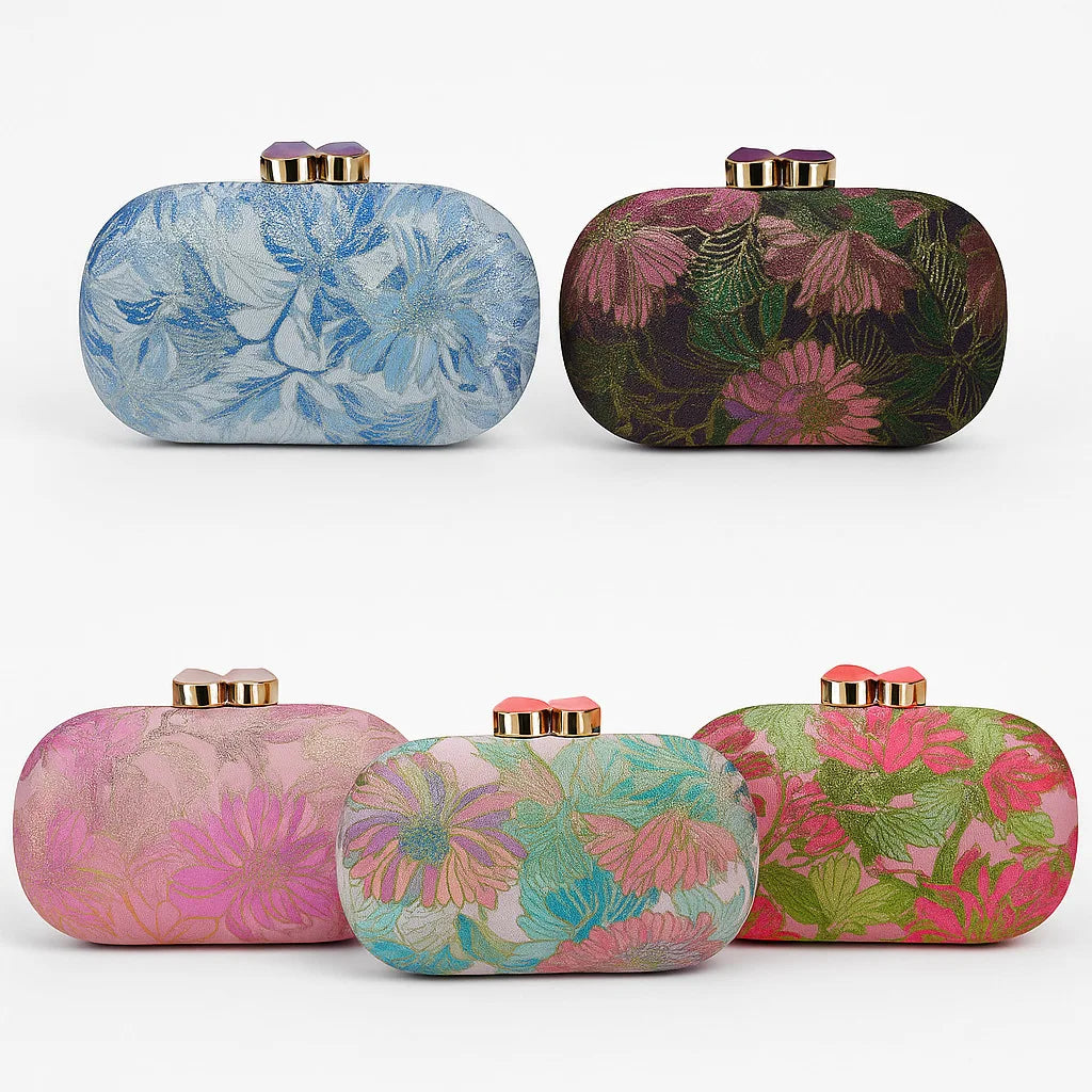 Flower-Embellished Evening Clutch, Satin-Lined Purse - product photo 3