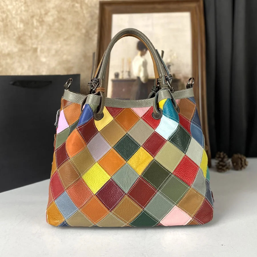 Top-Grain Cowhide Tote with Floral Applique - product photo 4